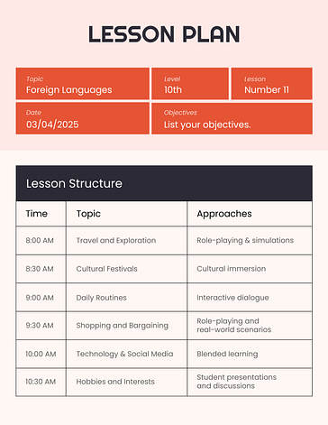 Daily Lesson Plan Templates