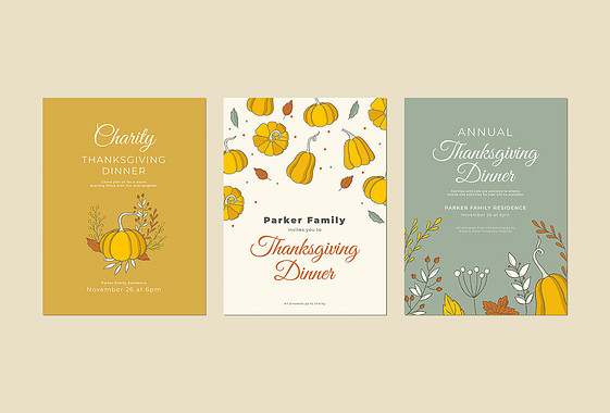 Дизайн приглашений на День благодарения