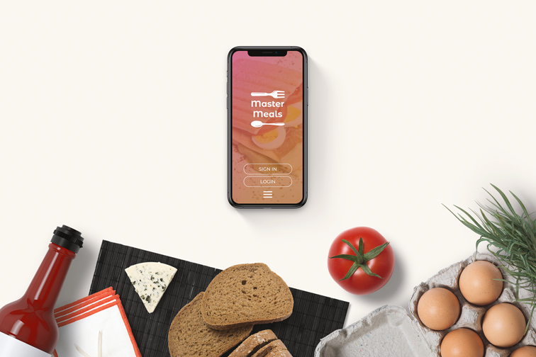 iPhone sobre un fondo de alimentos