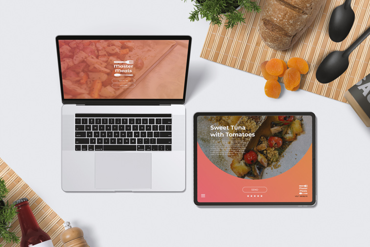 iPad y Portátil sobre un fondo de cocina