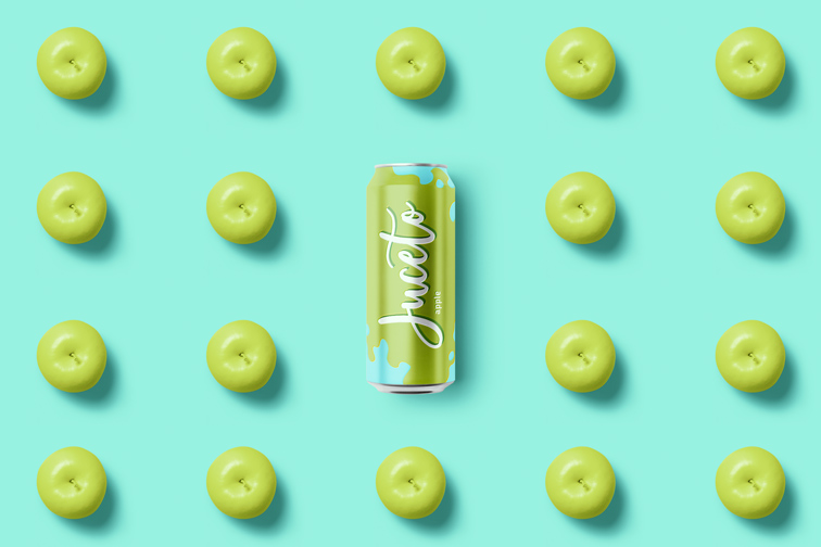 Soda Can on an Apple Pop Art Background