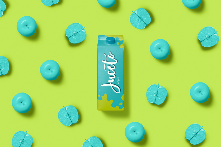 Juice Package on an Apple Pop Art Background