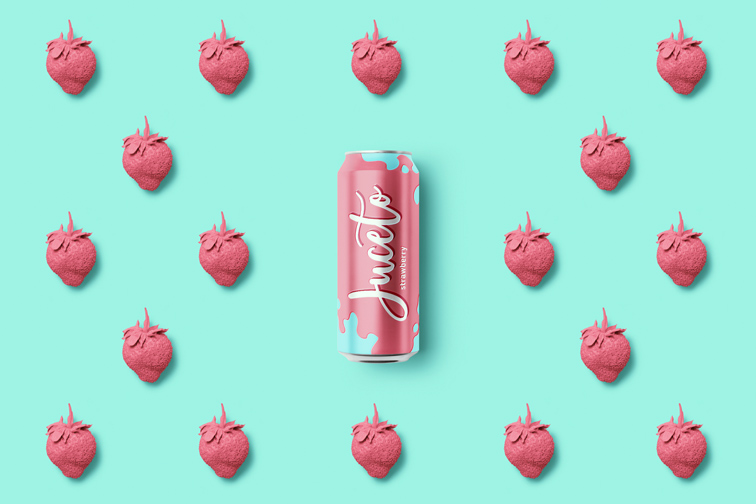 Soda Can on a Strawberry Pop Art Background