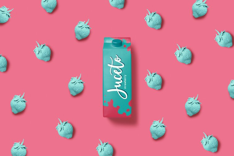 Juice Package on a Strawberry Pop Art Background