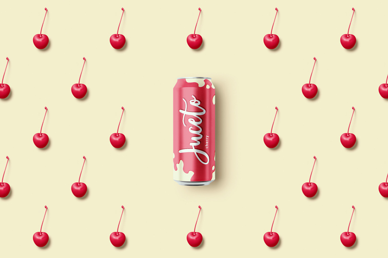Soda Can on a Cherry Pop Art Background