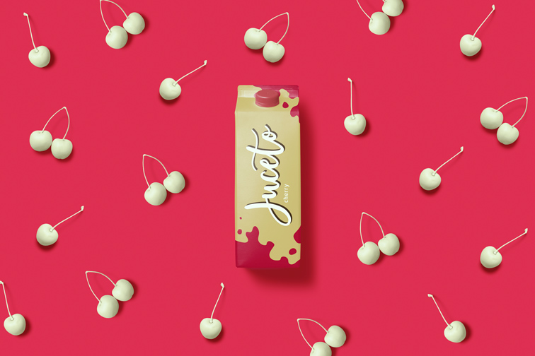 Juice Package on a Cherry Pop Art Background