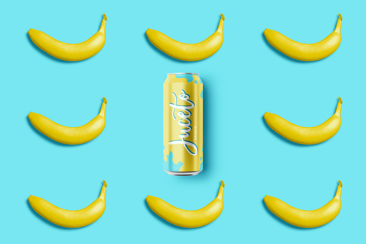 Soda Can on a Banana Pop Art Background