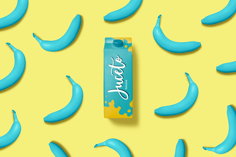 Juice Package on a Banana Pop Art Background