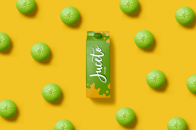 Juice Package on an Orange Pop Art Background