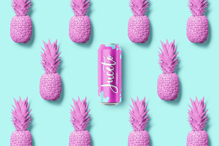 Soda Can on a Pineapple Pop Art Background