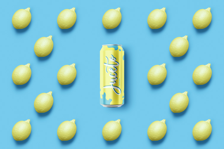 Soda Can on a Lemon Pop Art Background