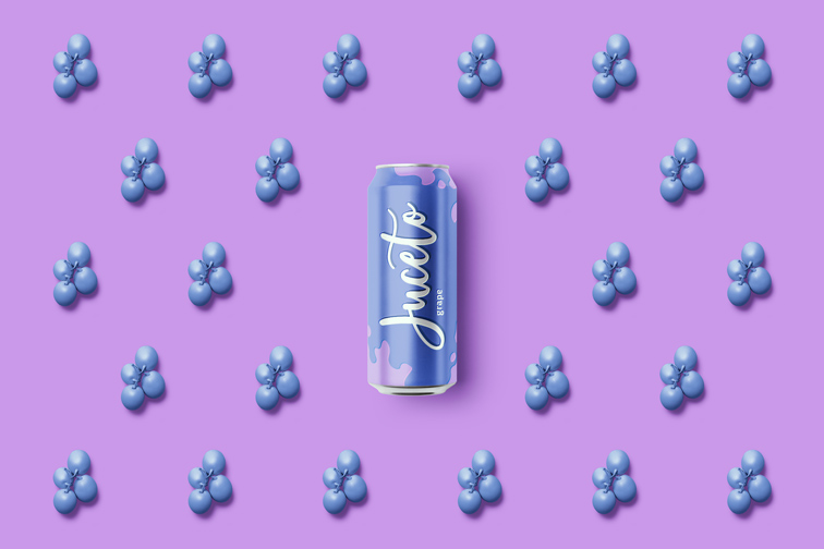 Soda Can on a Grape Pop Art Background