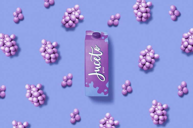 Juice Package on a Grape Pop Art Background