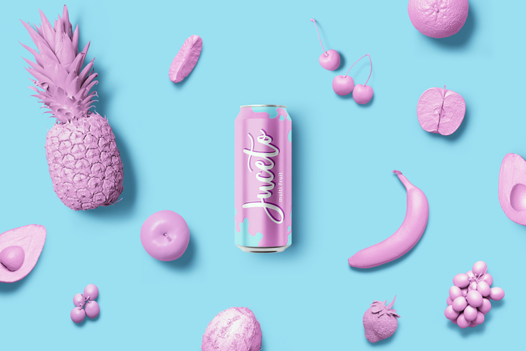 Soda Can on a Fruit Pop Art Background