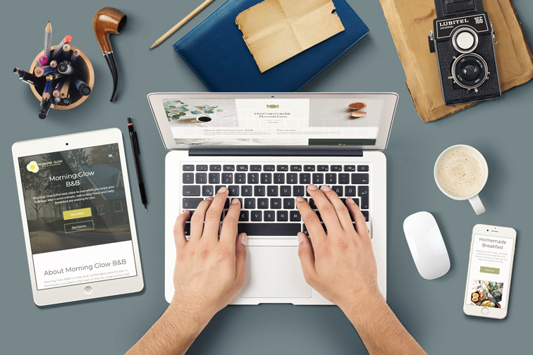 Office Desktop with Modern Gadgets