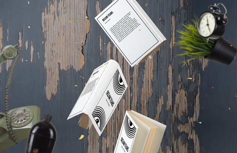 Hardcover Books and Antique Objects in the Air