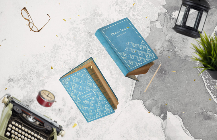 Old Hardcover Books and Antique Objects in the Air