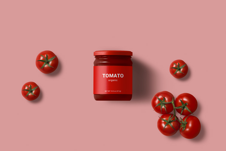 Glass Canned Food with Tomatoes