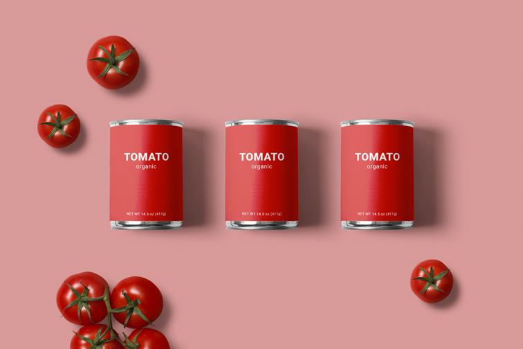 Three Food Cans with Tomatoes