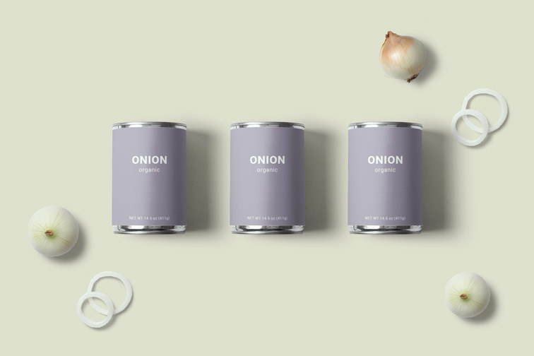 Three Food Cans with Onions