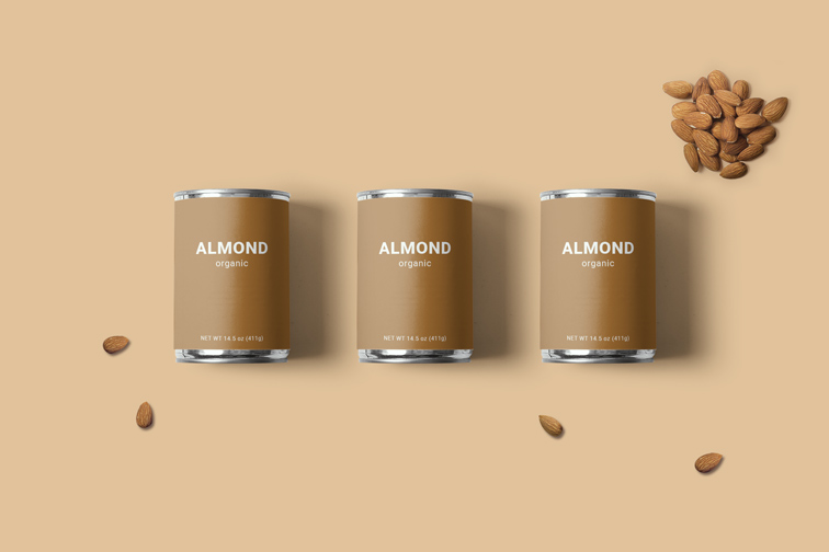 Three Food Cans with Almonds