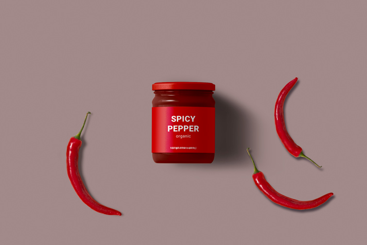 Glass Canned Food with Chili Peppers