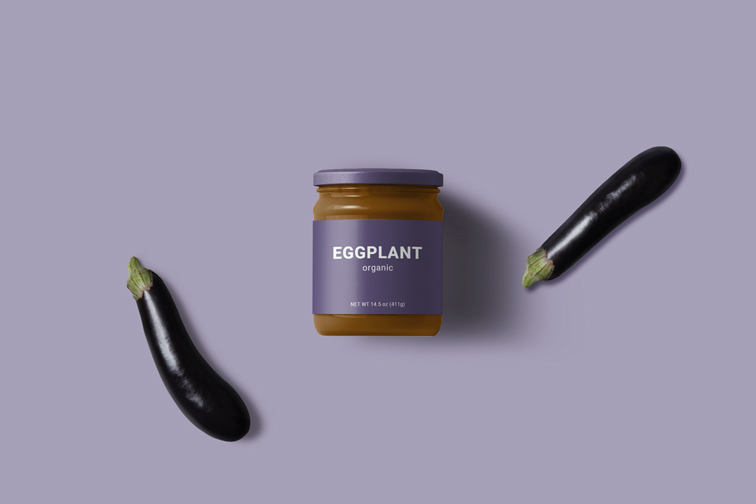 Glass Canned Food with Eggplants