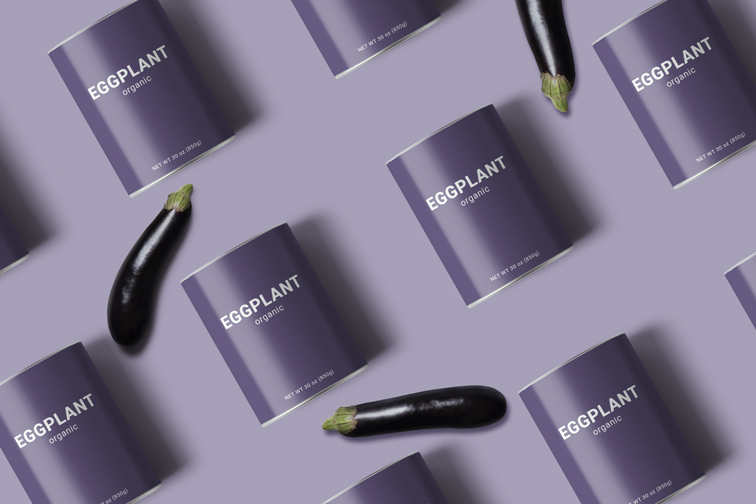 Multiple Food Cans with Eggplants
