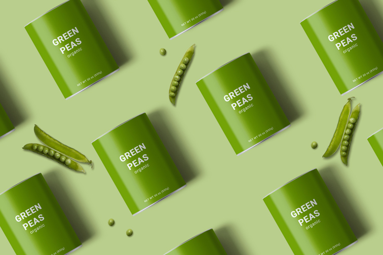 Multiple Food Cans with Peas