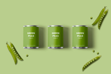 Three Food Cans with Peas
