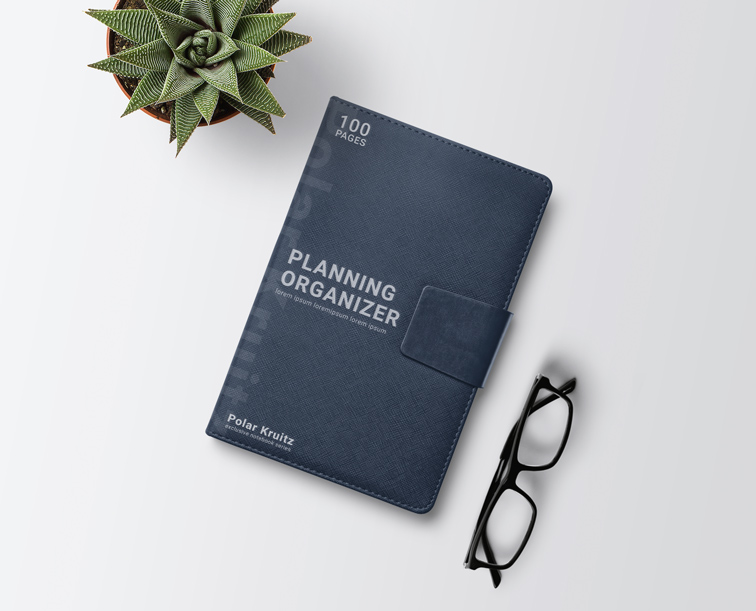 Leather Button Sketchbook with Eyeglasses