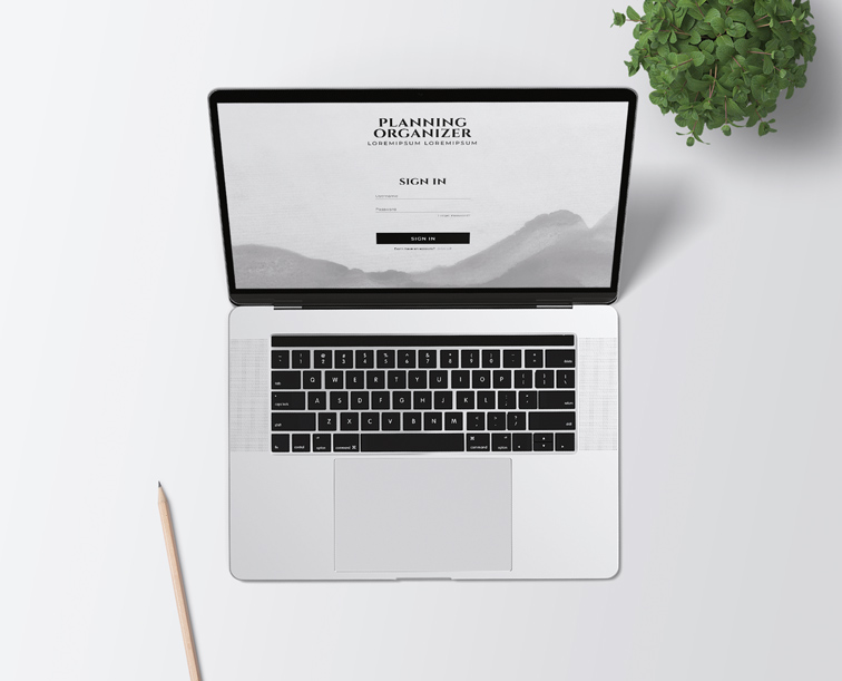 Laptop with a Pencil and a Plant