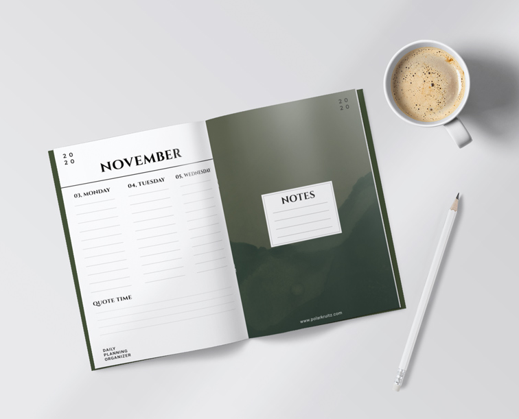 Open Sketchbook, a Pencil, and a Cup of Coffee