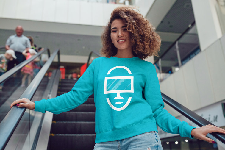 Girl on a Shopping Mall Escalator