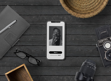 iPhone on a Photographer Black Desk