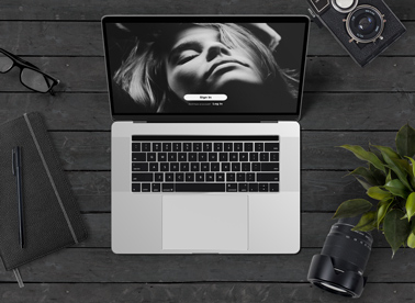 Photographer Desk with a Laptop