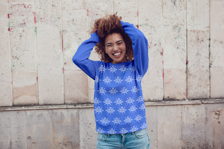 Girl on a Grungy Wall Background