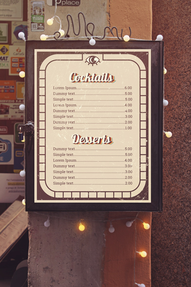 Vintage Cafe Menu Signboard
