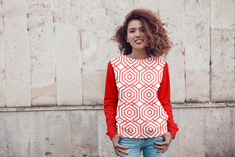 Girl on an Old Building Background