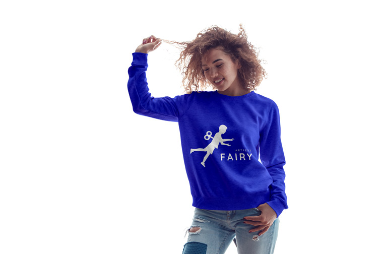 Curly Girl on a White Background