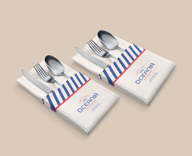 Folded Napkins with Cutlery Side View