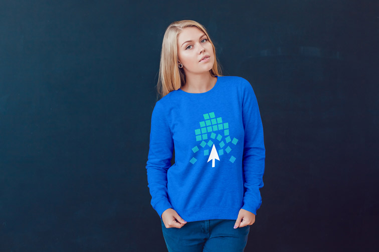 Girl on a Dark Blue Background