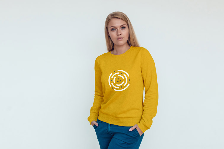 Girl on a White Wall Background