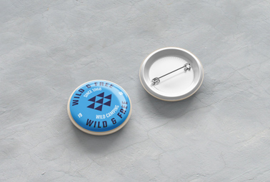 Two Button Badges Side View
