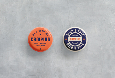Two Button Badges Front View