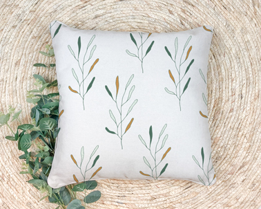 Cushion with Plants on the Left Side