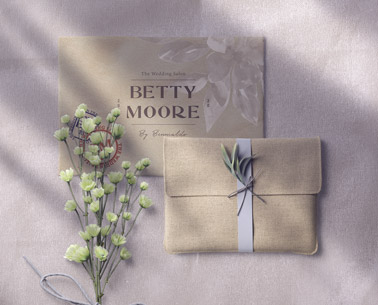 Linen Envelope, a Wedding Card, and a Flower Branch