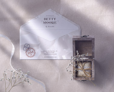 Open Envelope with a Wooden Ring Box