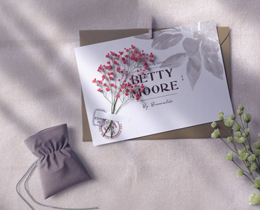 Bound Wedding Card and Envelope with a Ring Pouch