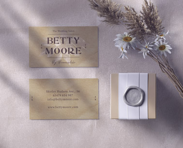 Wrapped Box and Salon Visit Cards Front and Back